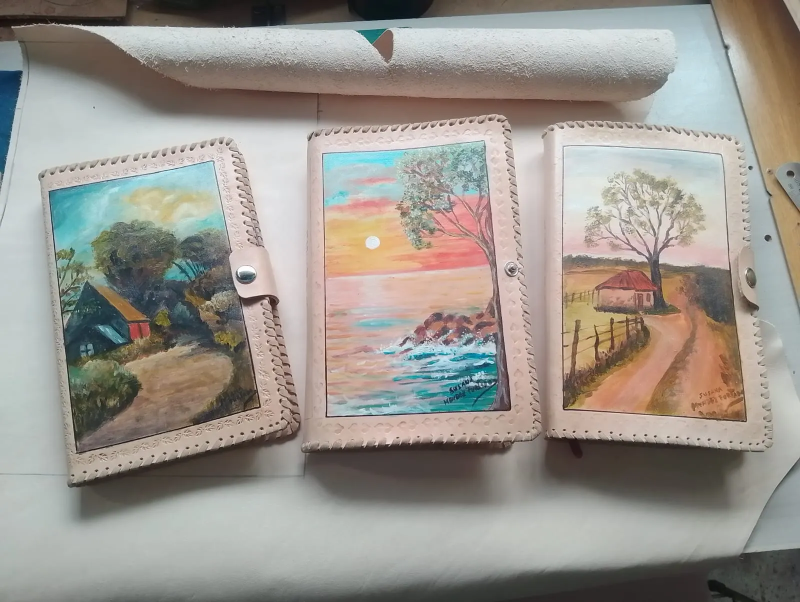 Agenda con Tapa de Cuero Artesanal con Cierre | Pintada a Mano