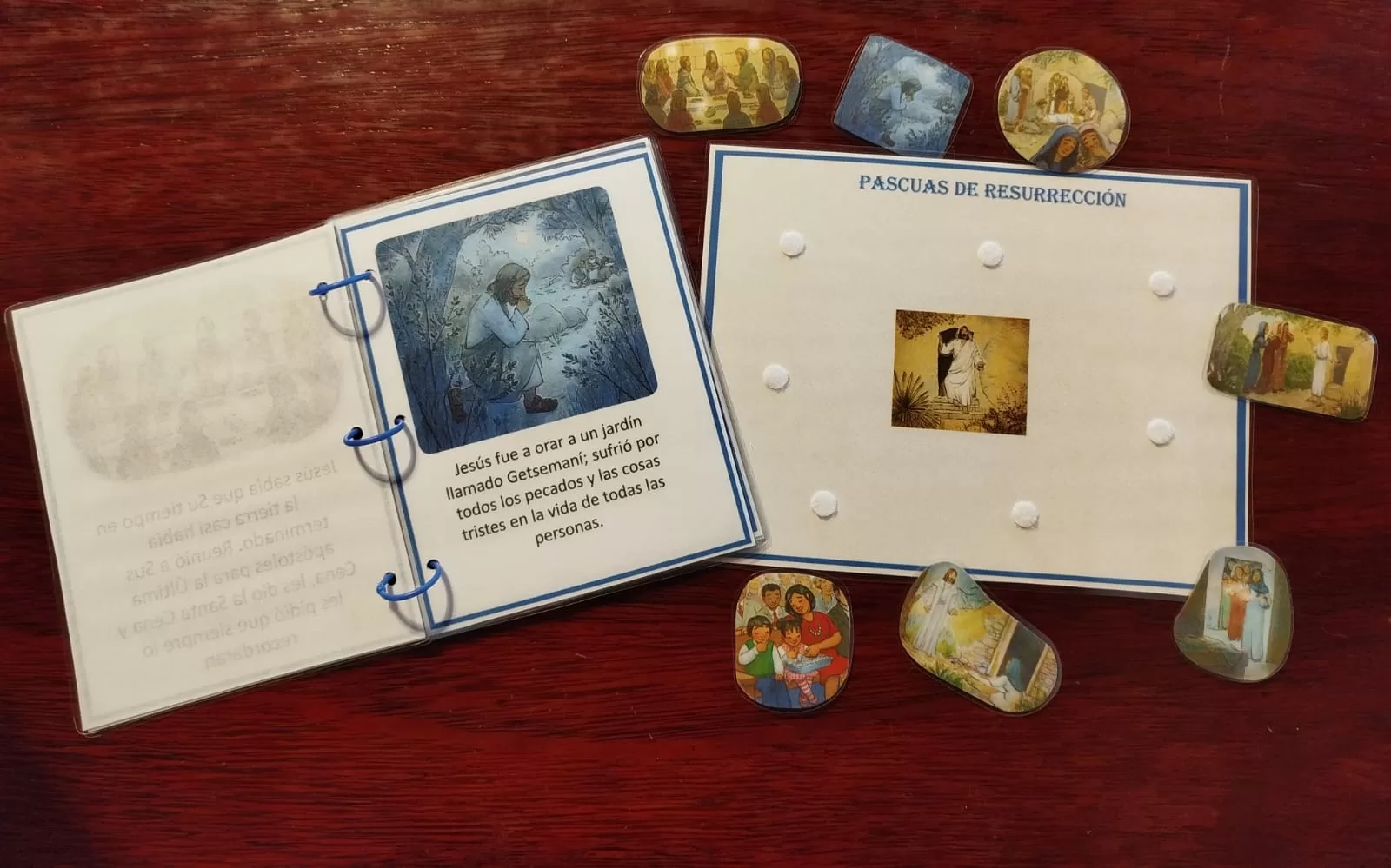 Kit Didáctico de Pascuas de Resurrección | Libro Plastificado con Escenario y Velcro